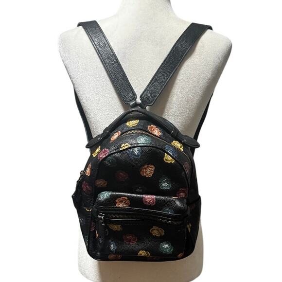 Coach Campus Backpack 23 with Rainbow Rose Print - Picture 1 of 6